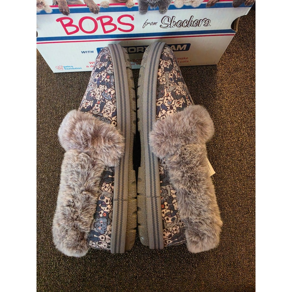 Skechers BOBS Too Cozy Woof Lodge Dog Print Slippers Navy Multi 113480 Womens 6 - Picture 6 of 9